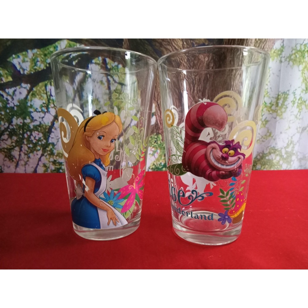 (2) DISNEY "LITTLE MISS CURIOSITY"  DECORATIVE  16 OZ DRINKING GLASSES 6"